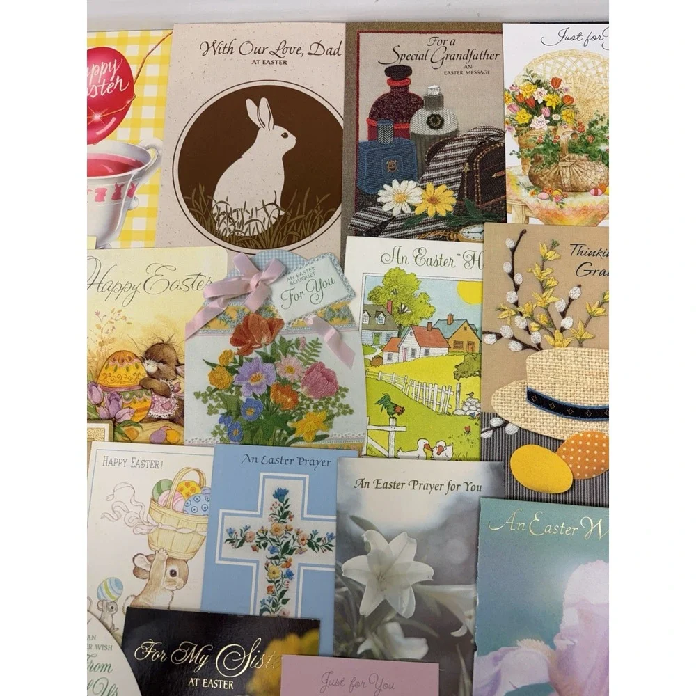 Vintage Easter Greeting Cards Fronts ONLY Scrapbooking Crafts Lot of 50+ Bunnies